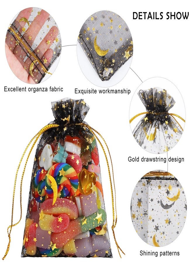 Mimind 200-Piece Organza Gift Bags with Moon Stars and Drawstrings - Perfect for Wedding, Birthday Parties (3.5 x 4.7 Inches, Black) - Image 3